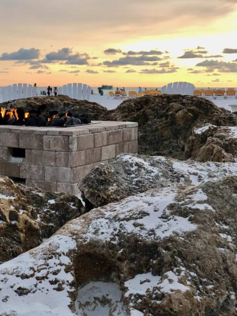 Spring Break St. Pete Hotel - Fire pit and sunset beach views at the Sand Pearl Resort on Clearwater Beach