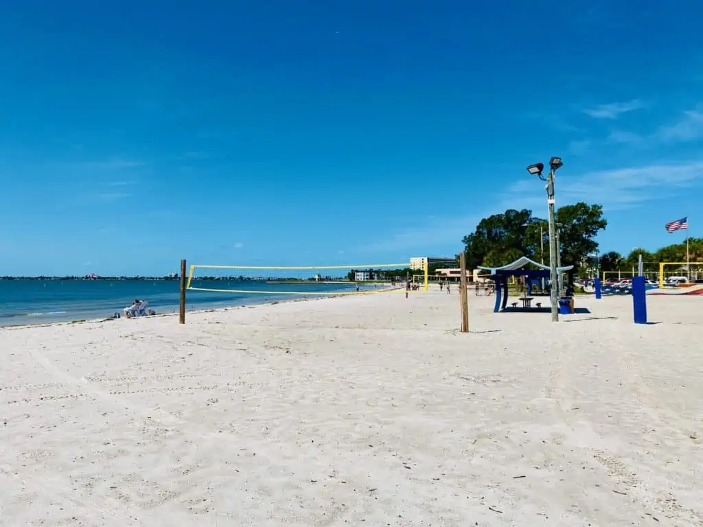 Kids things to do in Tampa Bay - Gulfport FL Beach Volleyball photo. Going to the beach is one of the best free things to do in Tampa Bay