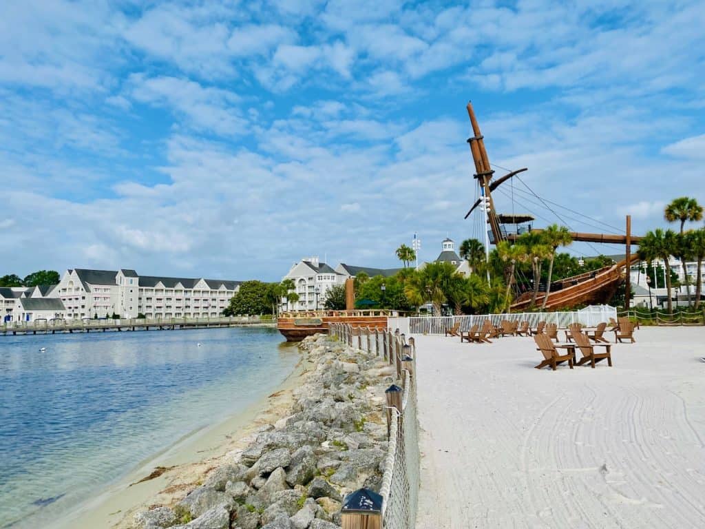 disney beach club - photo of beach and pool areas.
crescent lake