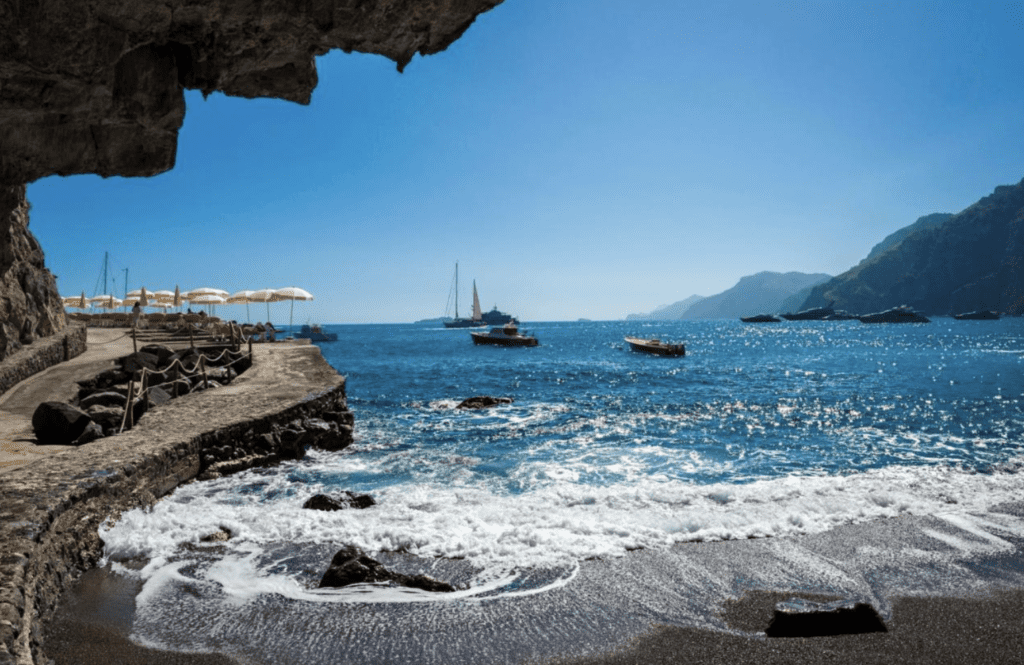 Walk into the hotel from the beach at II San Pietro Positano