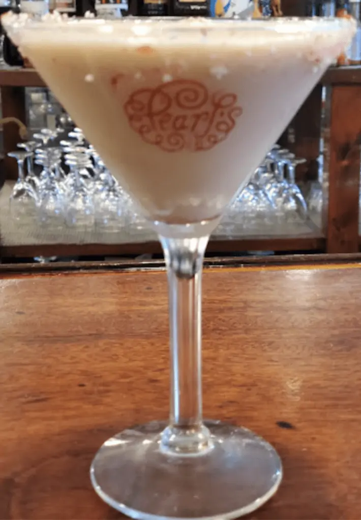 Pearls Elk Rapids - yummy specialty drink in a martini glass. 