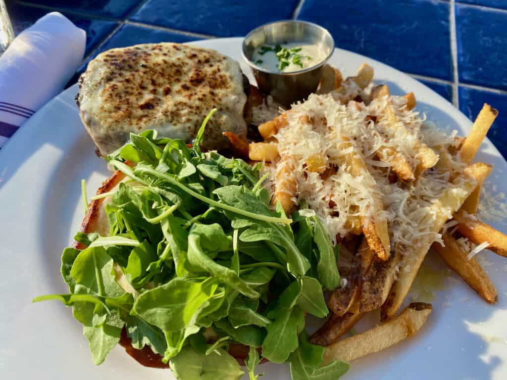 Burger and Truffle Fries at Sea Worthy Fish and Bar