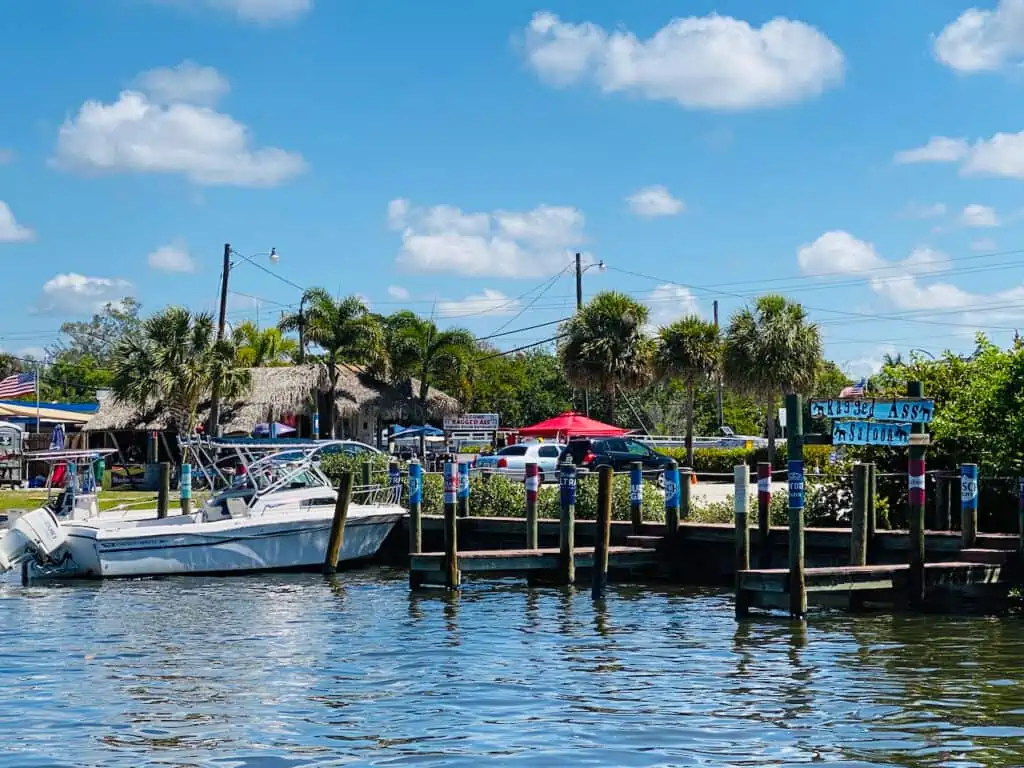 Ragged Ass Saloon in St James City, FL is a fun place to go for live music.  They have boat parking. 