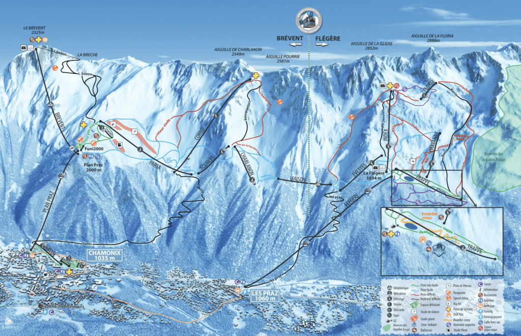 Brevent and La Flegere Piste Map