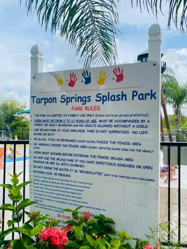 List of rules posted at the kids waterpark.  One of the best things to do with kids in Tampa Bay. 