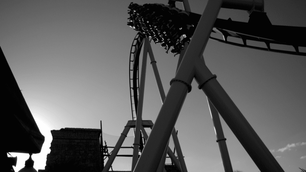 Canva Pro License Photo - Montu Ride at Busch Gardens Tampa. It is an inverted rollercoaster. 