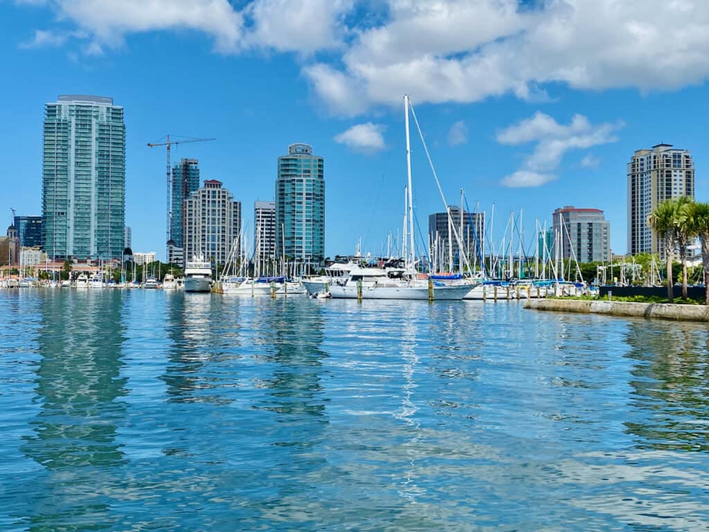 Tiki Boat Tours and views of the downtown skyline.