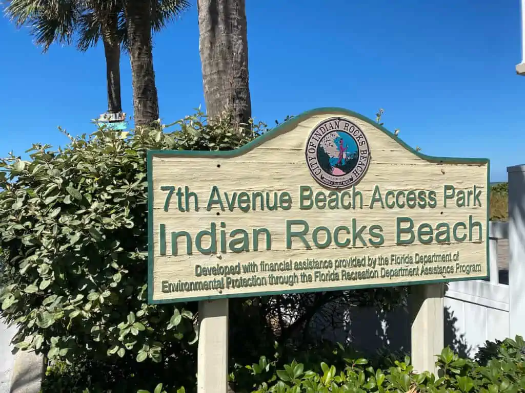 Beach access point sign in Indian Rocks Beach
