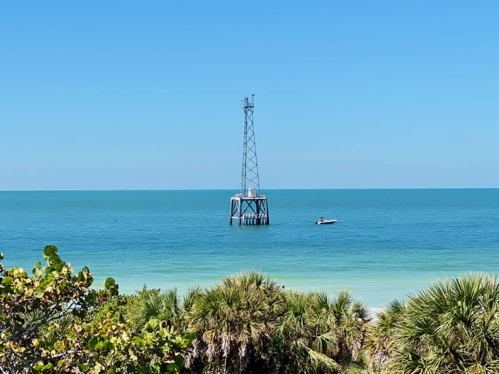 Blue green water view from Fort DeSoto Park, one of the best beaches near Clearwater. 