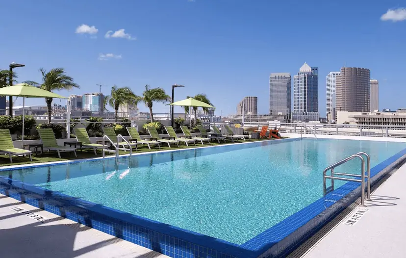 Hampton Inn Downtown Tampa, best Tampa Hotels - showing the roof top pool