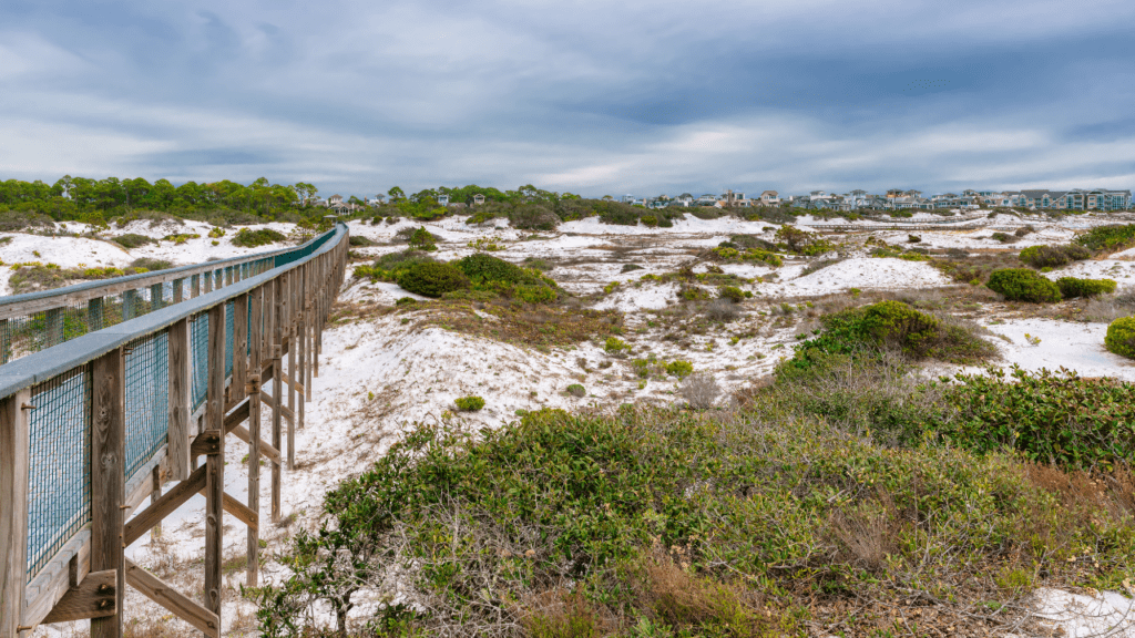 Deer Lake State Park showing long boardwalk 