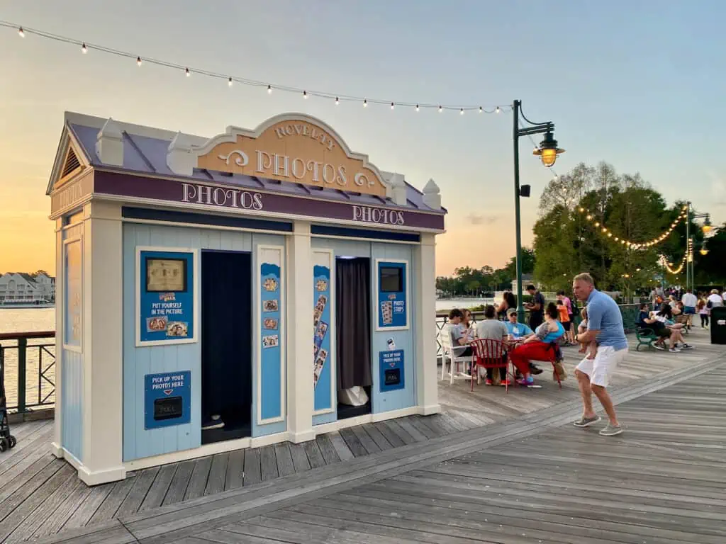 photo of people out on the boardwalk with photo booth