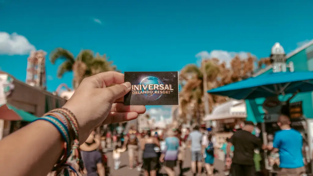 Universal Studios Orlando showing ticket at the entrance of the park.