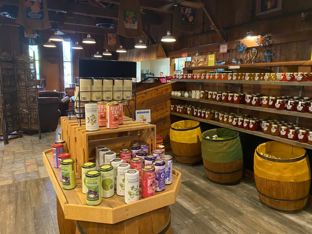 Florida Orange Groves Winery area includes tea, honey, and a variety of wine accessory gift items.