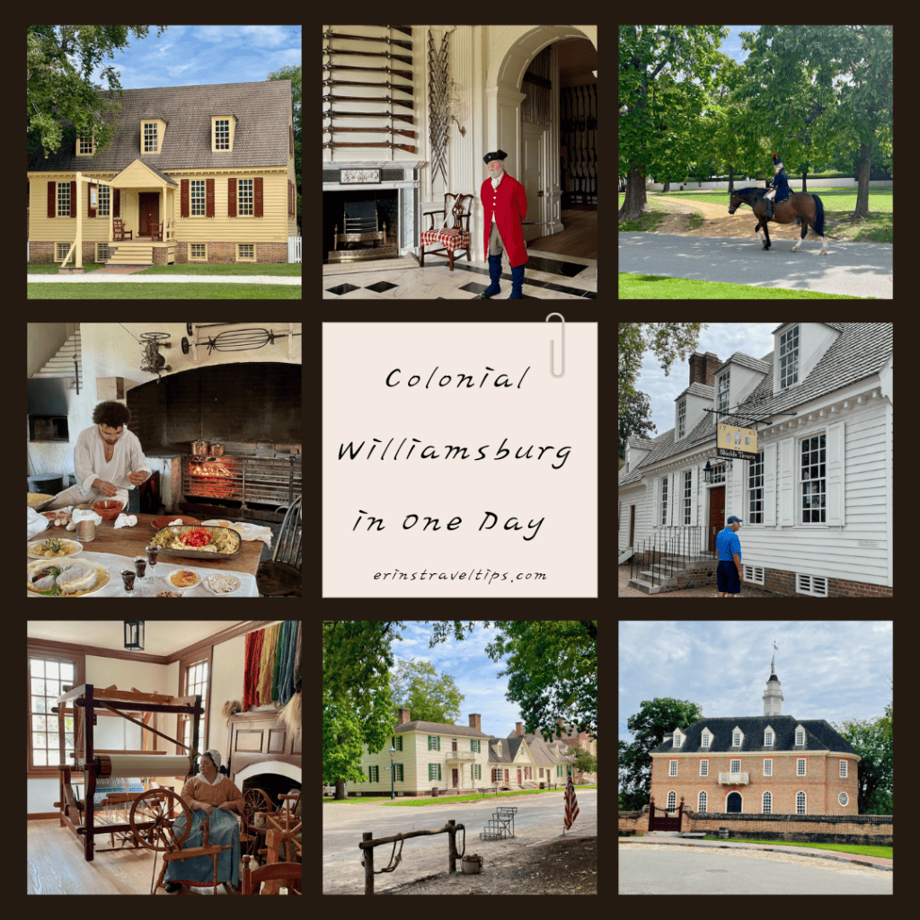 Collage of photos of Colonial Williamsburg